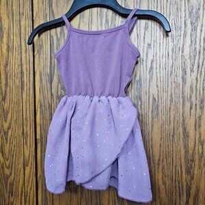 Lilac purple gymnastics leotard with sheer sparkle skirt size 100